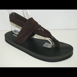 NEW!! Women’s Kagen Yoga Mat Flip Flop Thong Sandals Brown Fabric Size 10